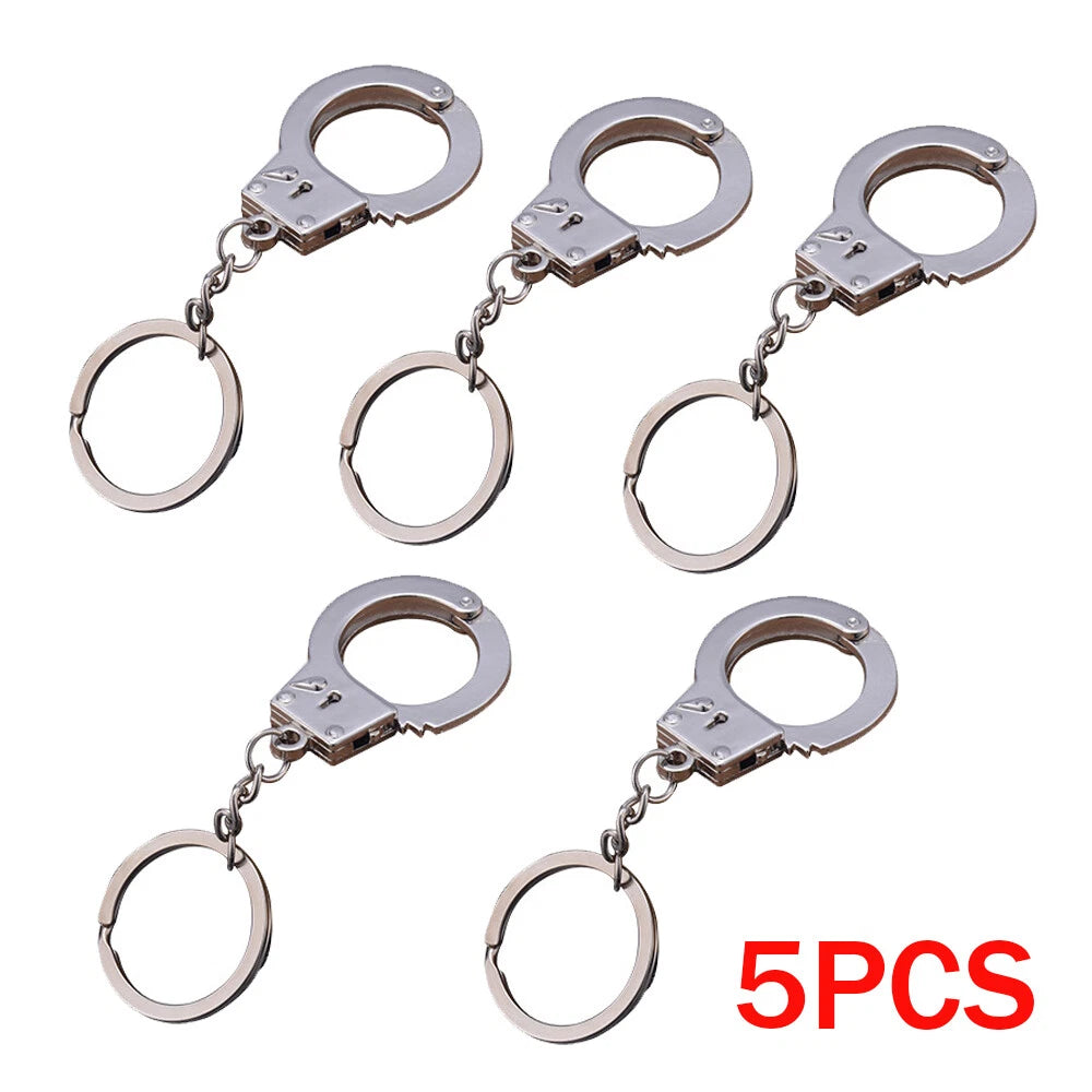 Set of 5 Mini Handcuffs Keychain Key Ring