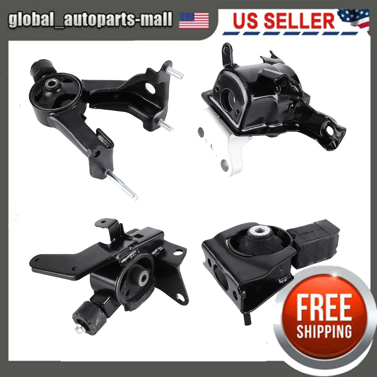 Set of 4 Engine Motor & Transmission Mounts for Toyota Corolla (2009–2013) SEAB-ABM822, A62022, 62039, 9390, EM-9390