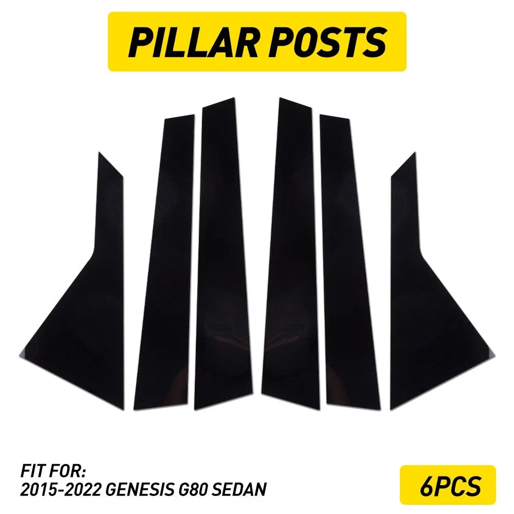 Pillar Posts Cover Trim for Genesis G80 Sedan (2015–2022) Glossy Black