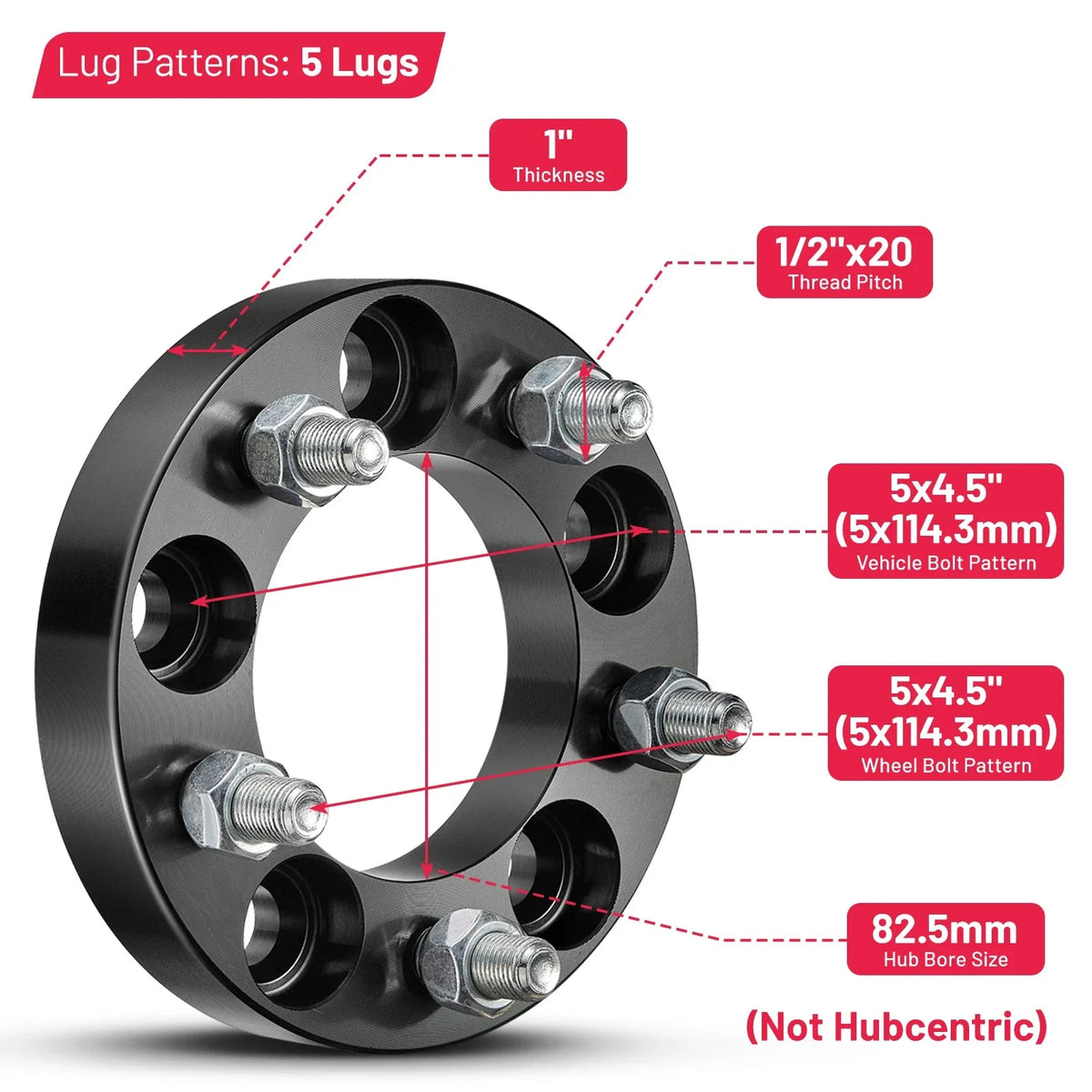 1" Wheel Spacers for Ford Mustang Ranger Jeep Liberty Wrangler (2002–2014)