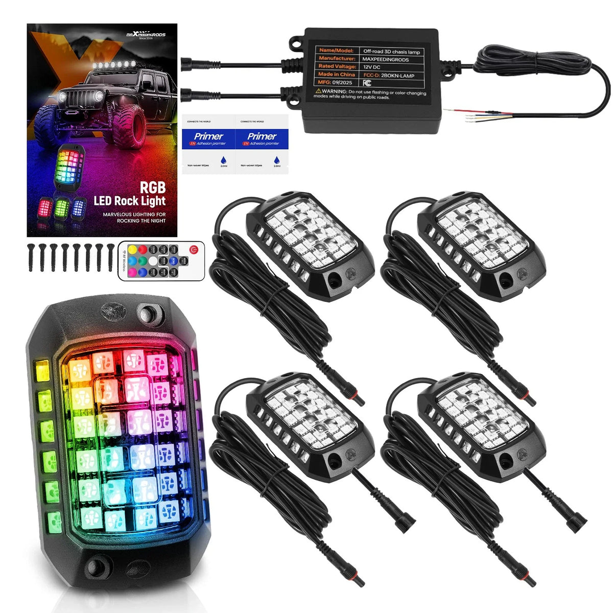 LED Rock Lights Kit for Jeep ATV UTV SUV (12V RGB Remote APP Control)