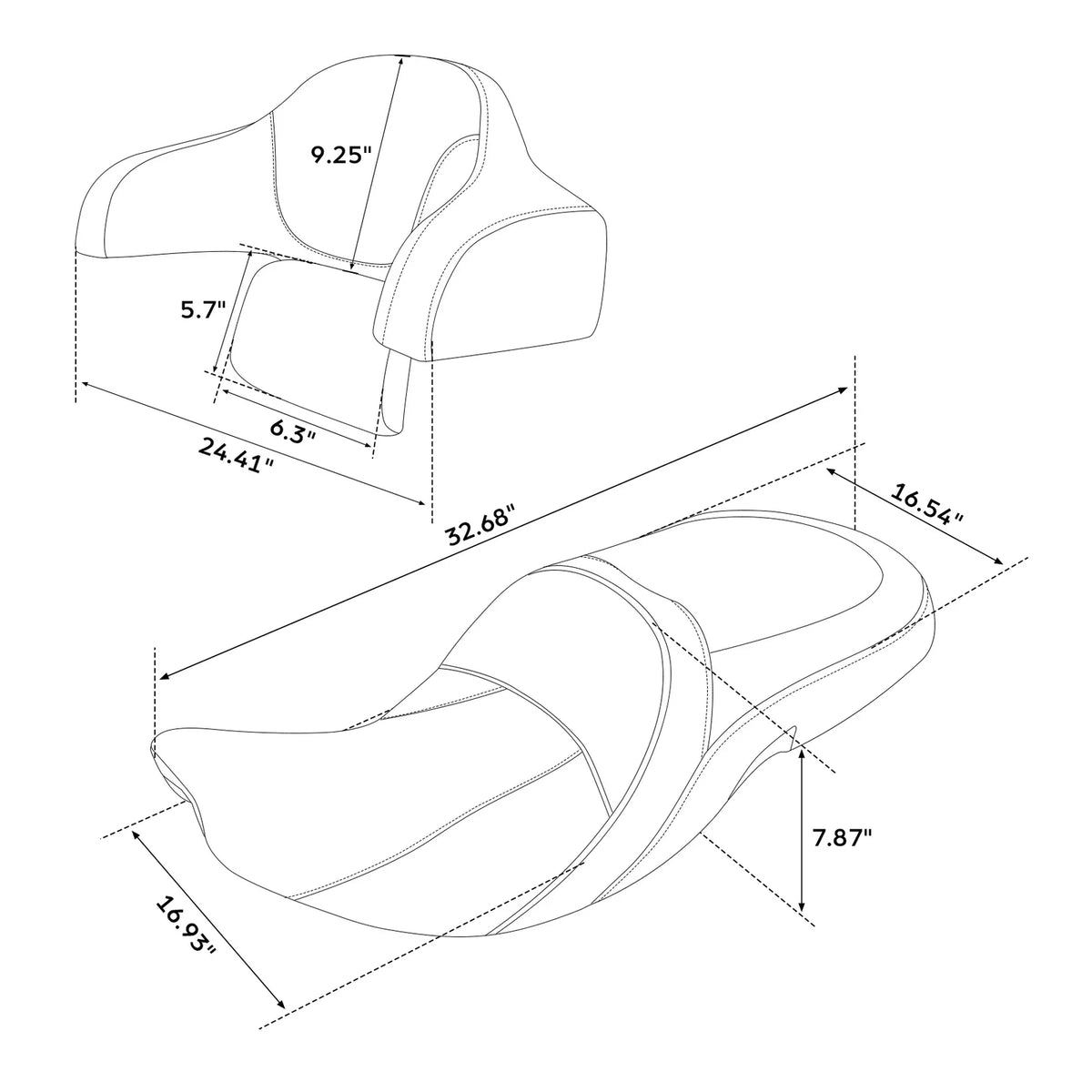 Driver Passenger Seat & Backrest for Indian Springfield Dark Horse (2021–2025)
