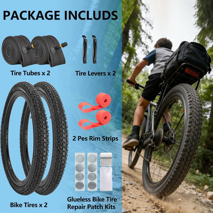 2X Bike Tires and Tubes for Mountain Bikes (20x1.75)