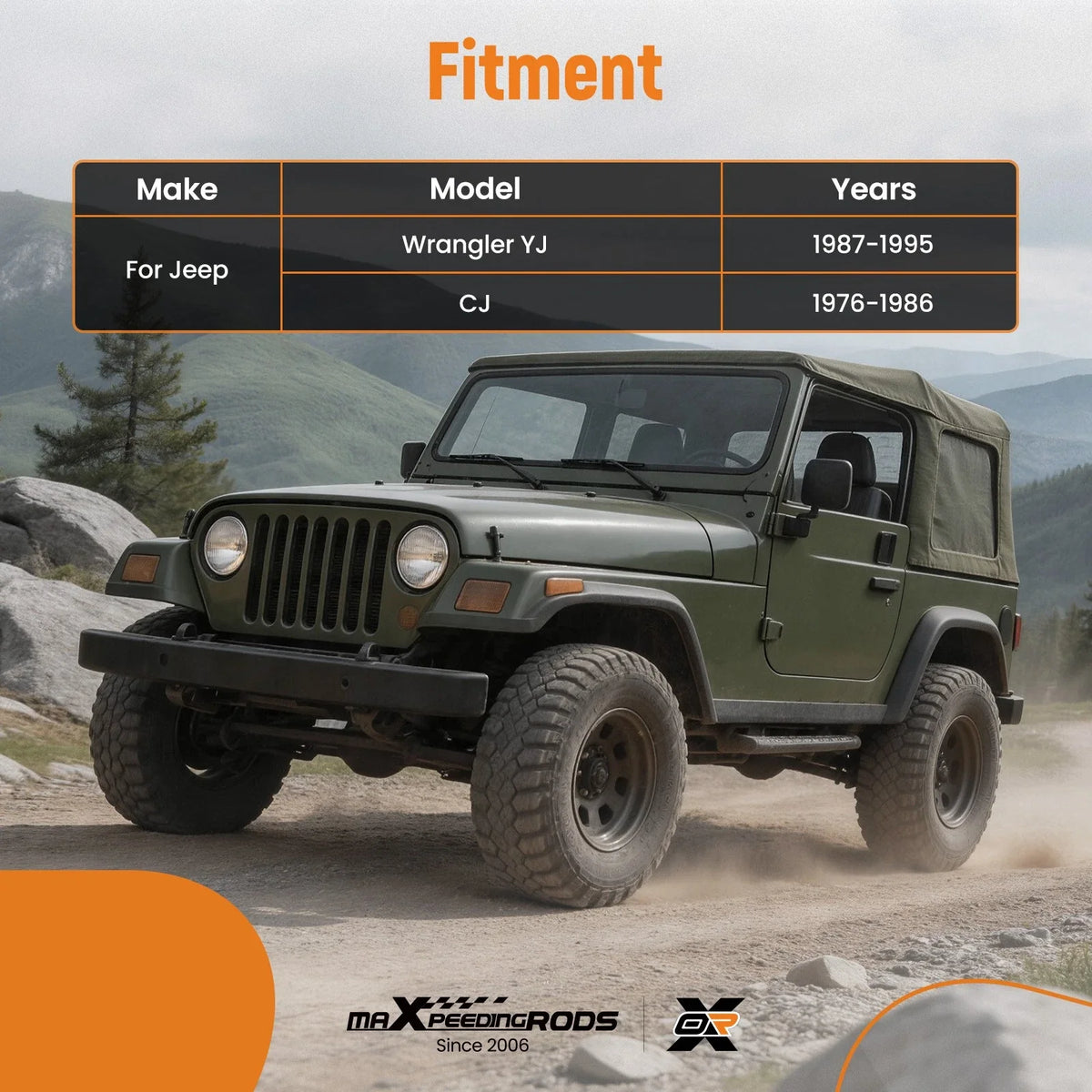 Seat Mounting Brackets & Bolt Set for Jeep Wrangler YJ CJ (1976–1995)