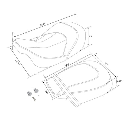 Gel Driver Passenger Seat for Harley Touring Street Glide Road King (2009–2023)