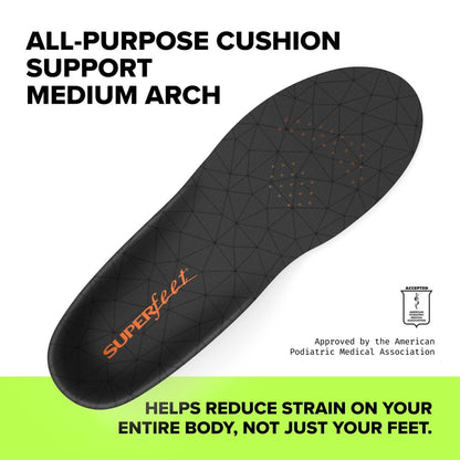 Superfeet All-Purpose Cushion Insoles for Men 5.5-7 / Women 6.5-8