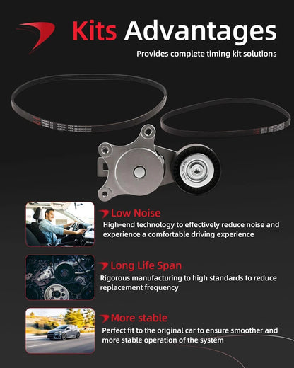 Serpentine Belt Drive Kit for Fordnova (2007–2012) 3.5L 3.7L