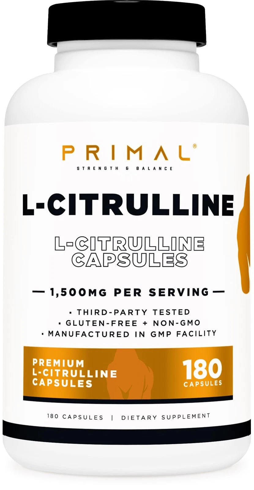 L-Citrulline Capsules 1500 mg for Primal (180 Count)