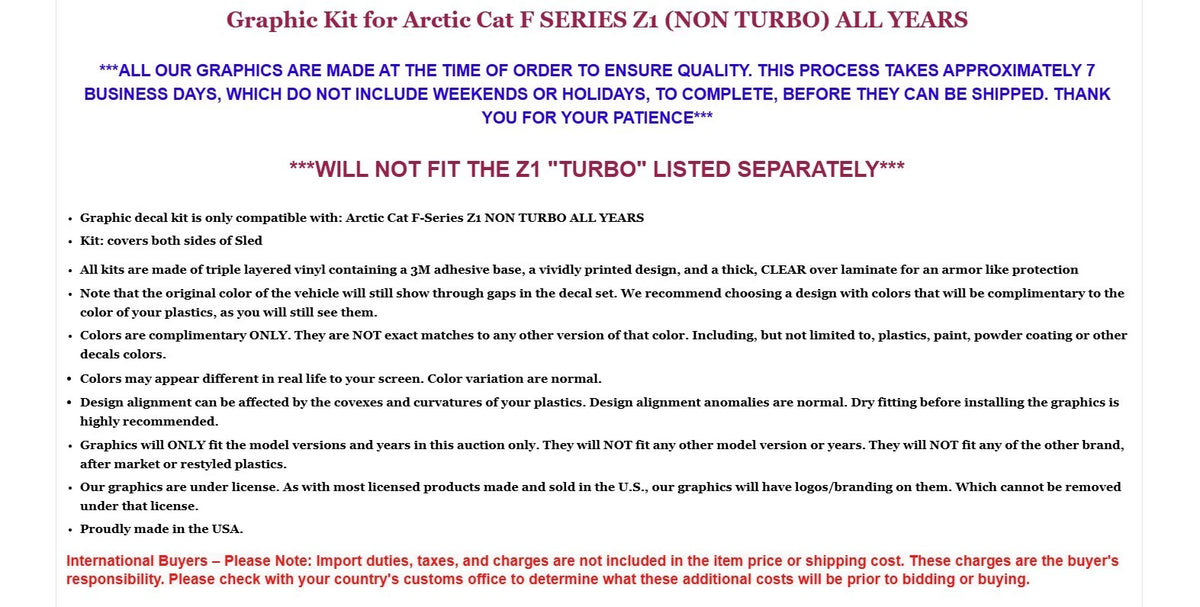 SLED Graphic Stickers Decals for Arctic Cat F Series Z1 (All Years)