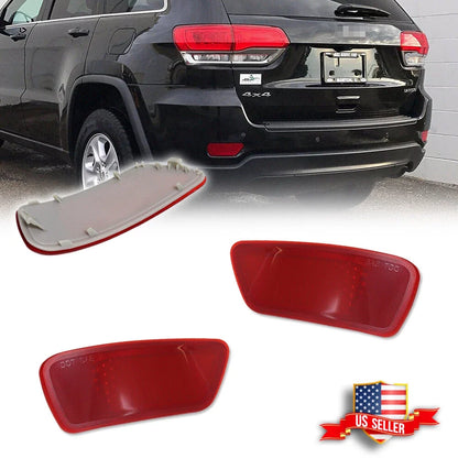 2X Red Lens Rear Bumper Reflectors for Jeep Grand Cherokee (2011–2020)