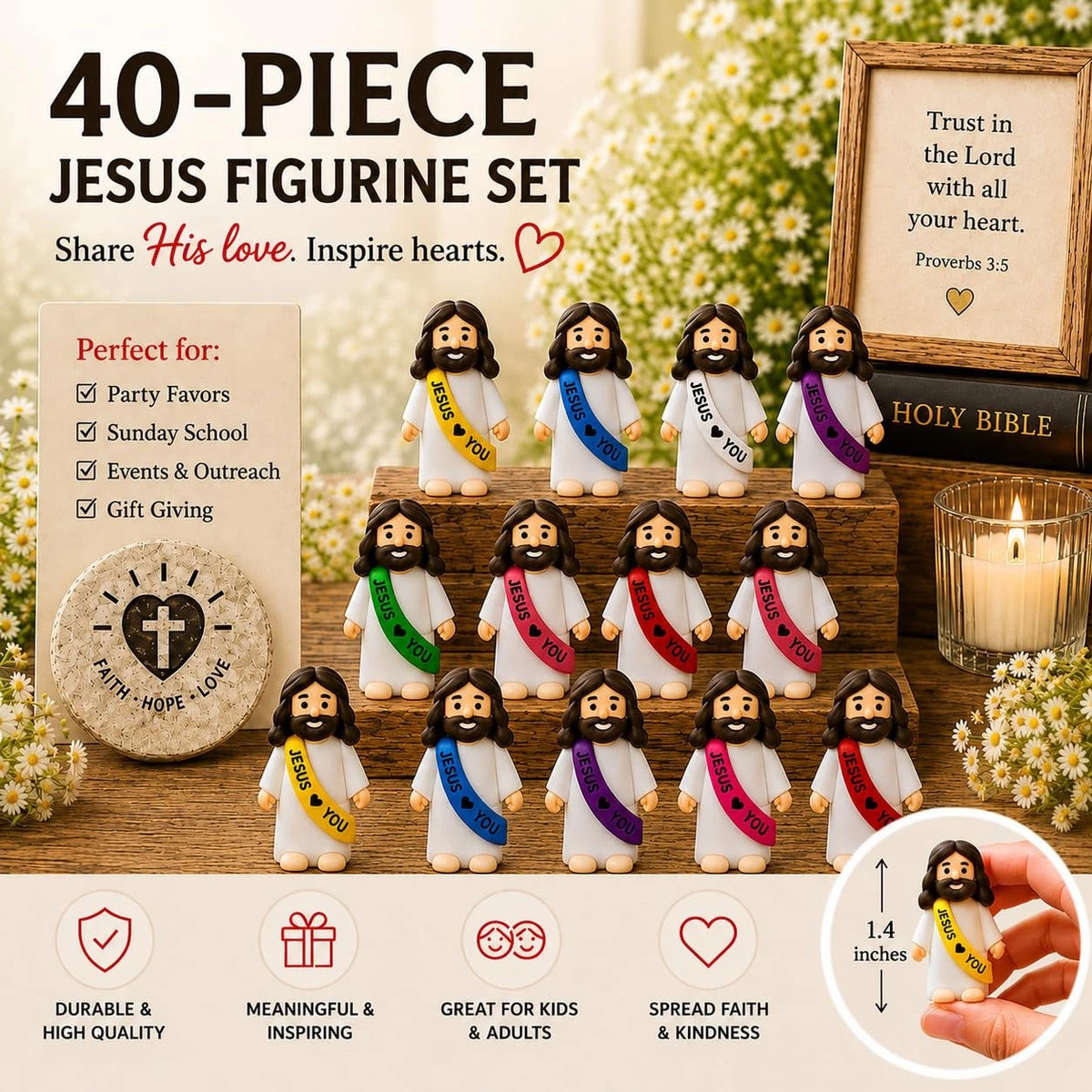 DJBVHSF Little Jesus Multicolor Figurine (4.72 x 4.52 x 1.77 inches)