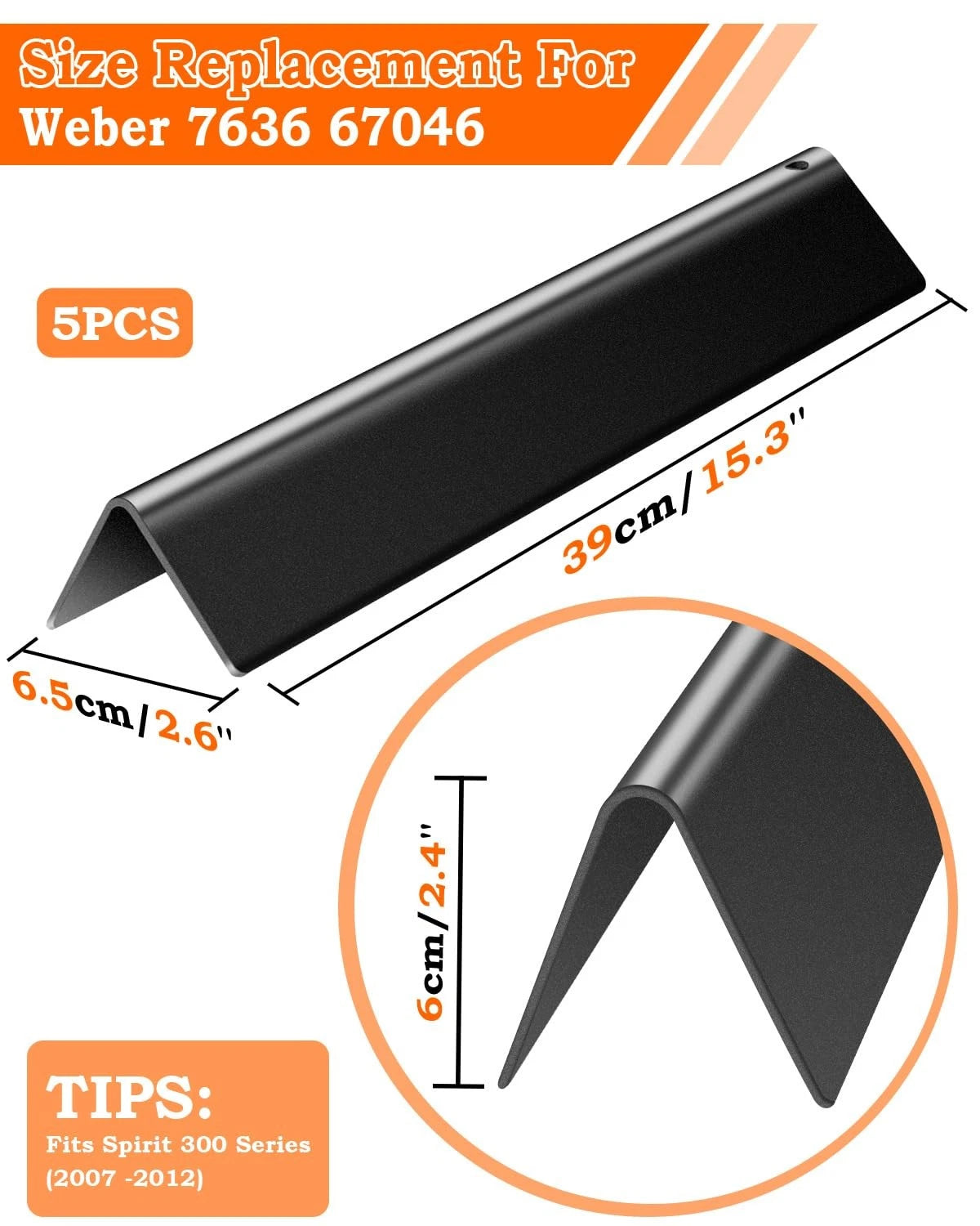 7636 Flavorizer Bars for Weber Spirit Grill (15.3 inch)
