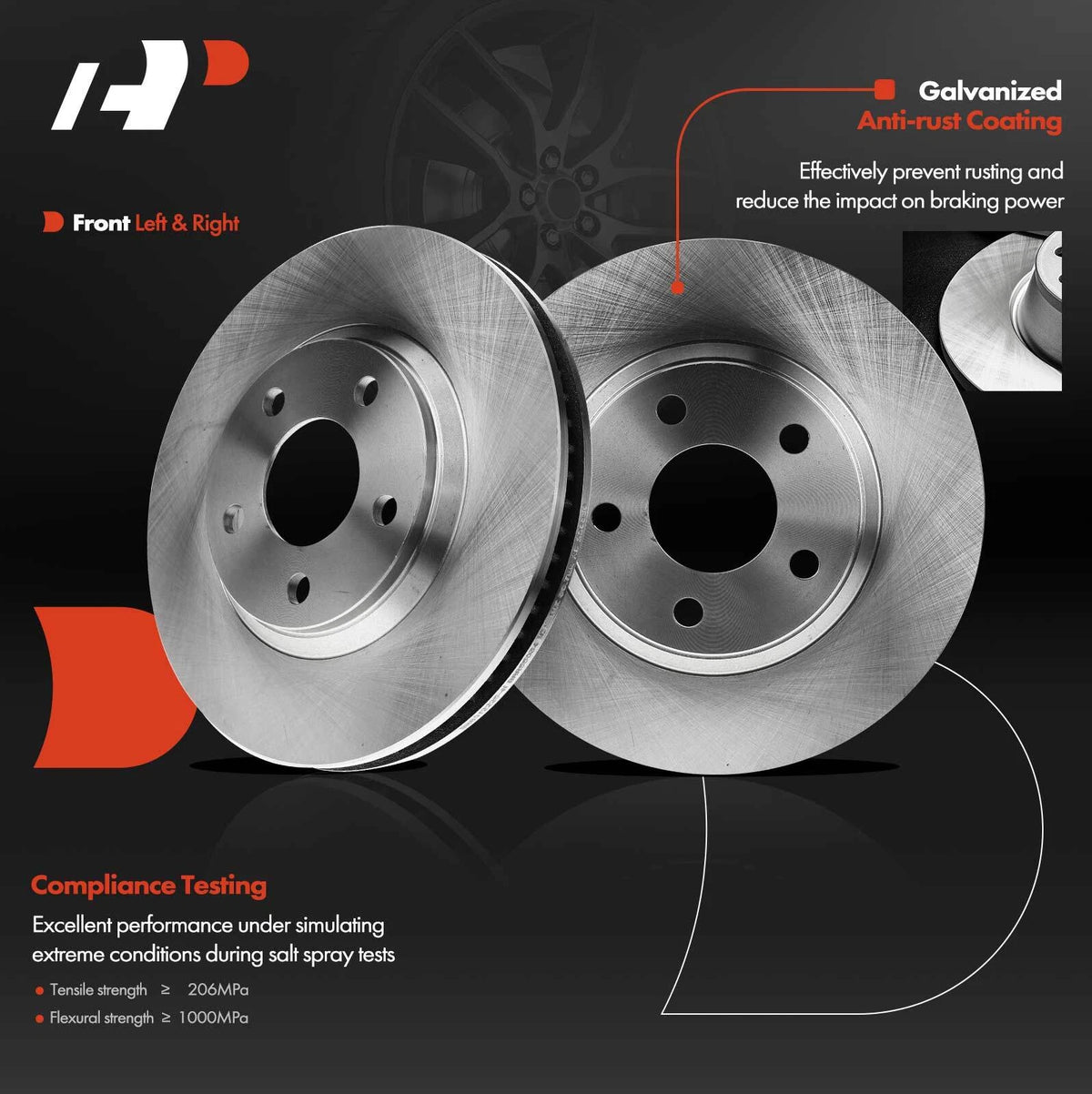 Front Disc Brake Rotors for Chevrolet Impala Camaro (2000–2005) 12162055, 56641R, BR55034