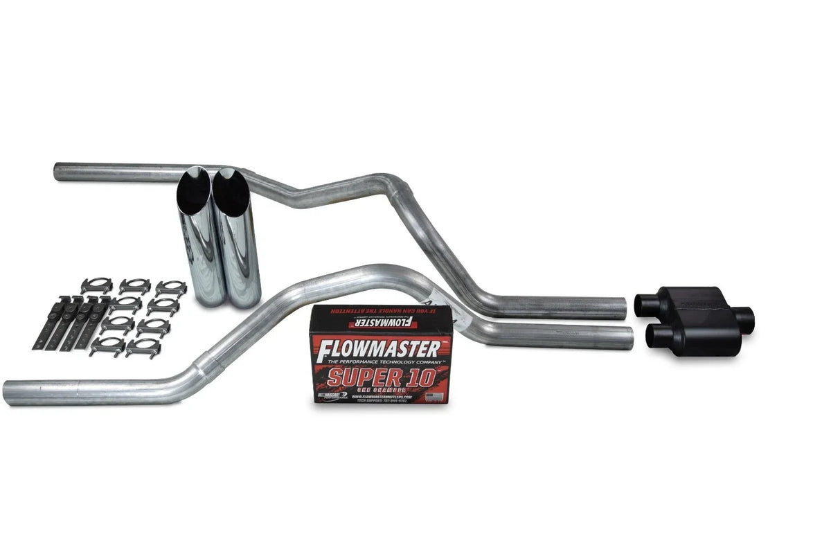 2.5" Dual Exhaust Kit for Ford F-150 (1987–1997) Flowmaster Super 10 Slash Tip