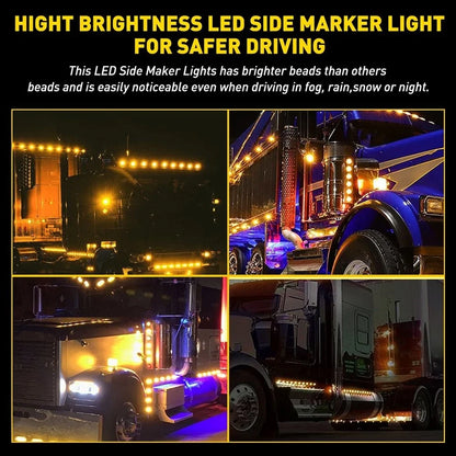 2X Amber Watermelon LED Marker Turn Signal Lights with Chrome Ring for EXV