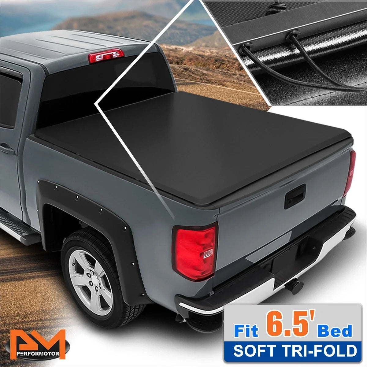 Vinyl Soft Top Tri-Fold Tonneau Cover for Silverado/Sierra (2007–2014) 6.5' Bed