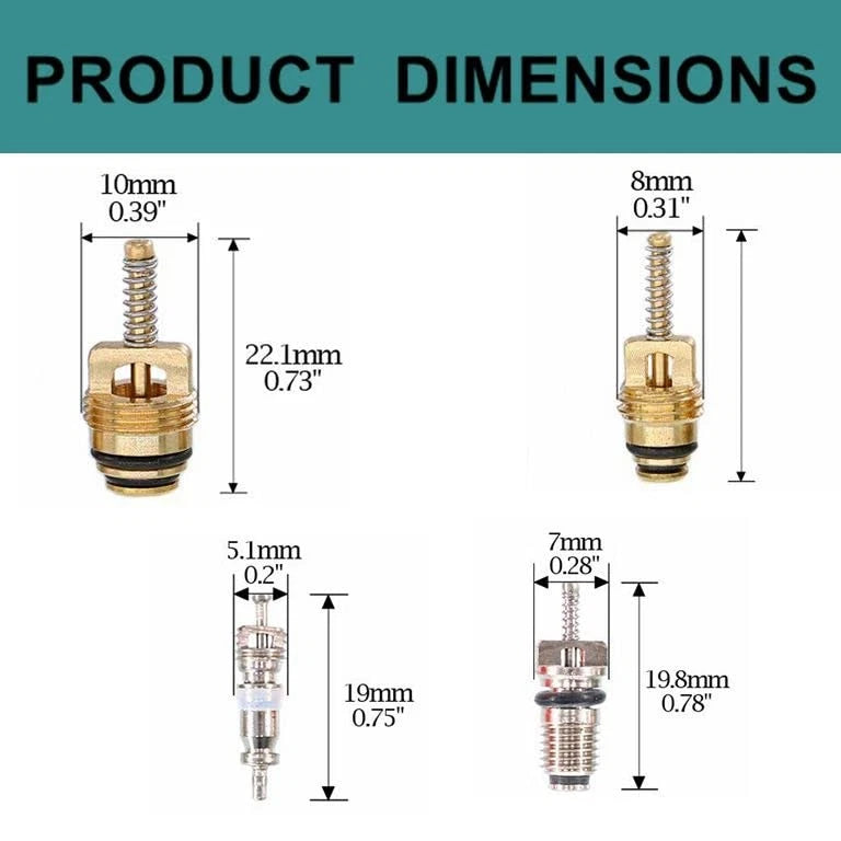Air Conditioning Valve Core Kit for Car & 1/8" (0.125")