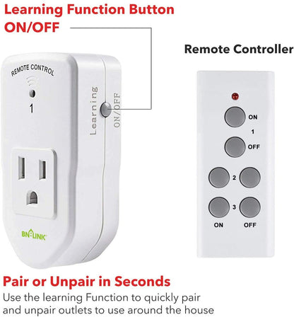 Wireless Remote Control Outlet Switch for Appliances (Long Range)