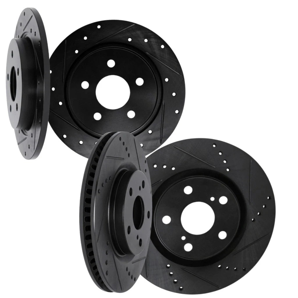 Rotor Set for Mazda CX-5 (2016–2018) ALX-PAU-DF-8004-80038-CLA1 Black Drilled Slotted