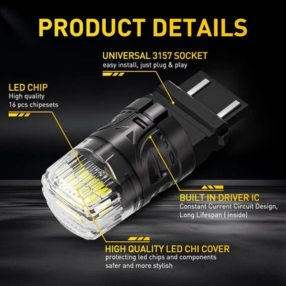 2X 3157 3156 16SMD LED Reverse Tail Brake Signal Light Bulb 6500K for