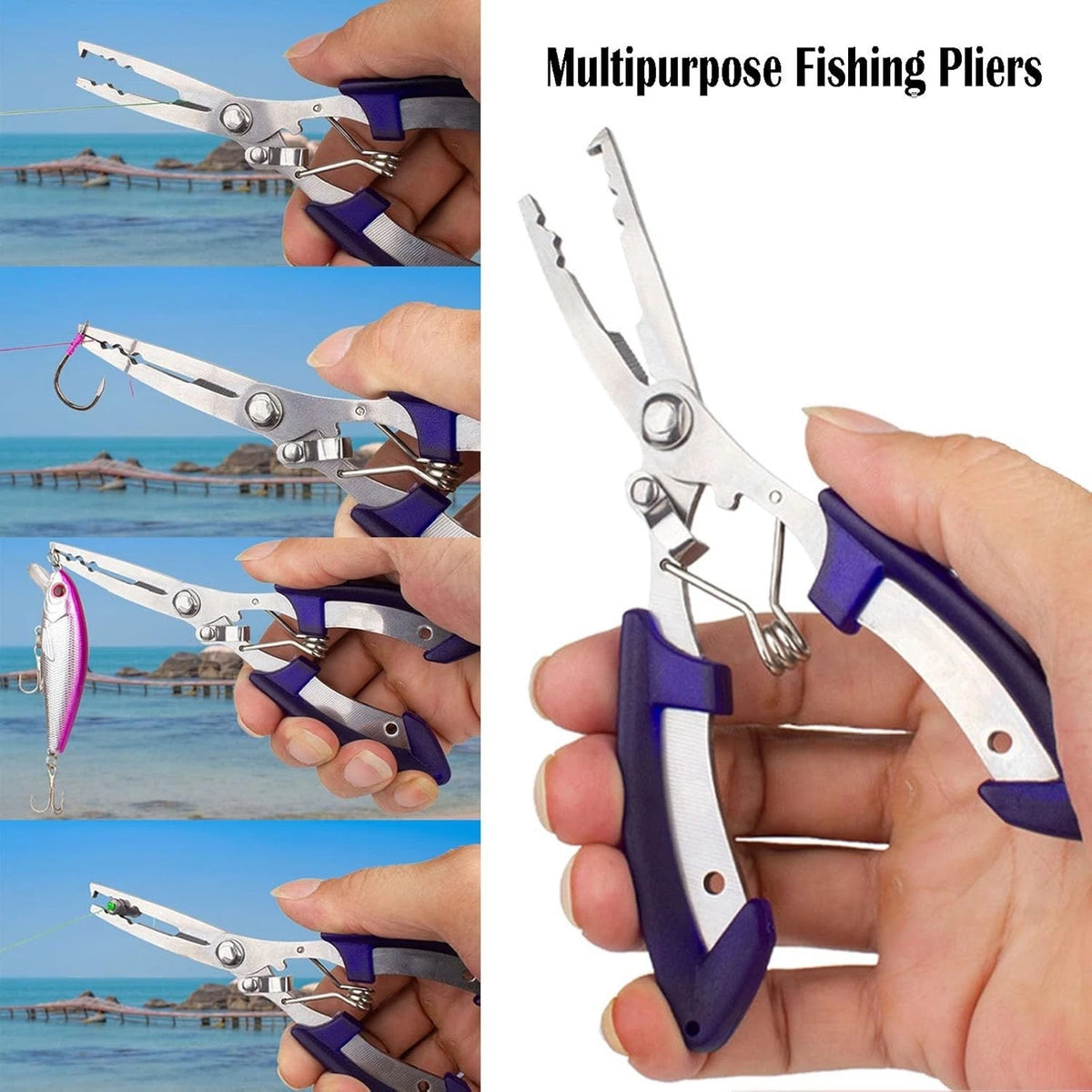 Multi-Functional Fishing Pliers with Safety Lanyards - Corrosion-Resistant