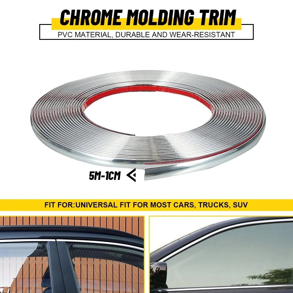 Chrome Trim Molding Strip for Universal Car Body Door Protector (16ft)