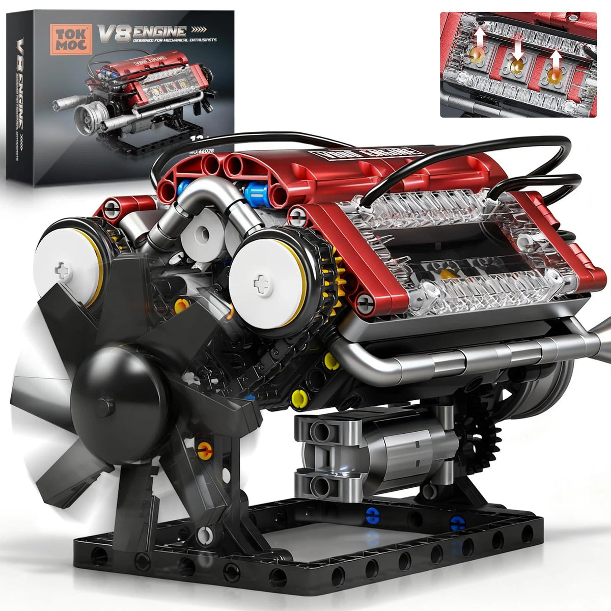 V8 Engine Building Blocks Set for Model Kit (Runs)