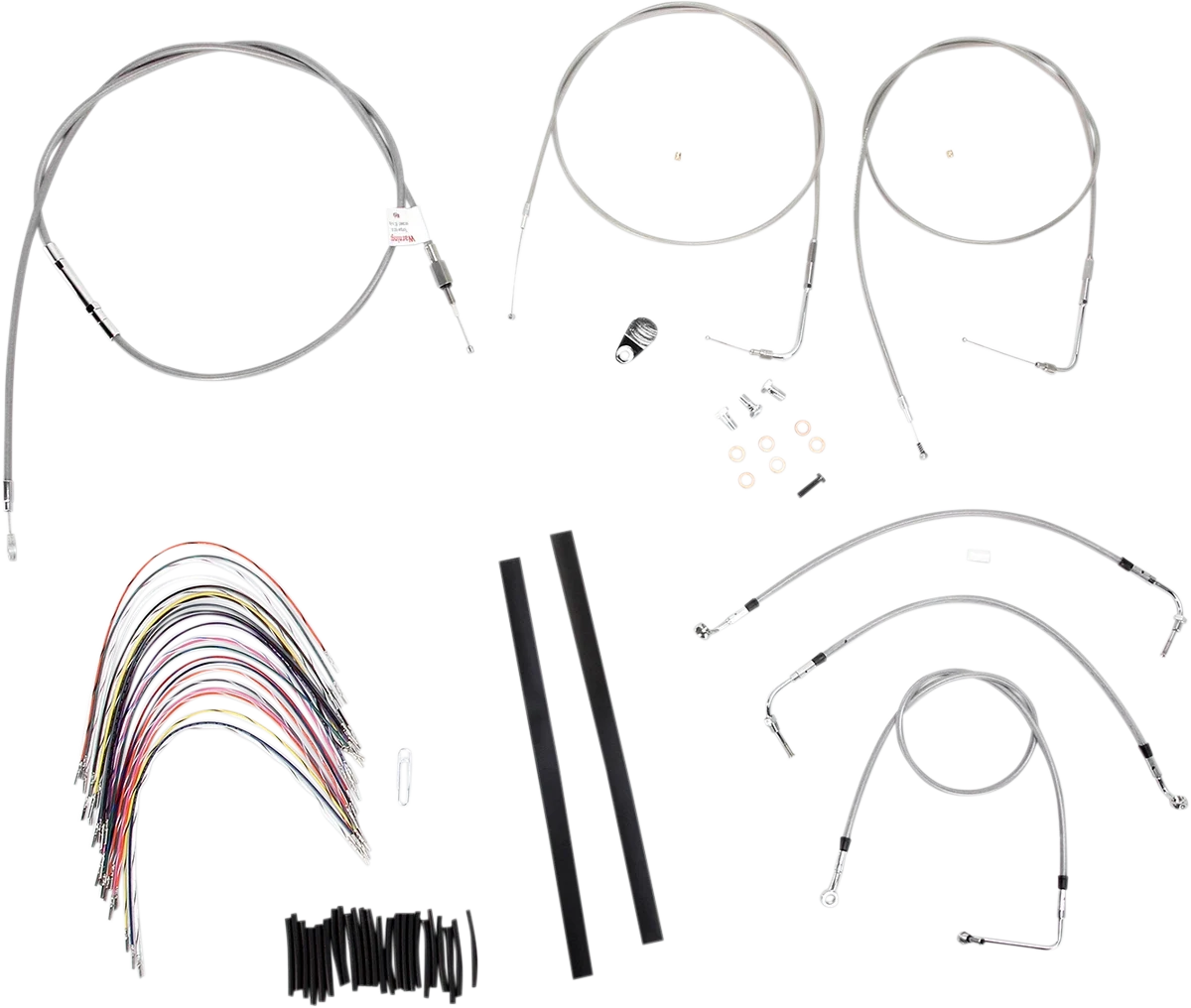 Complete Stainless Braided Handlebar Cable/Brake Line Kit for Harley