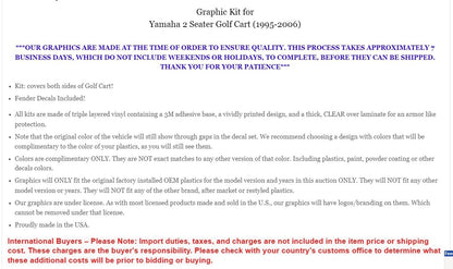 Cart Graphics Kit Decal Sticker for Yamaha Golf Cart (1995–2006)