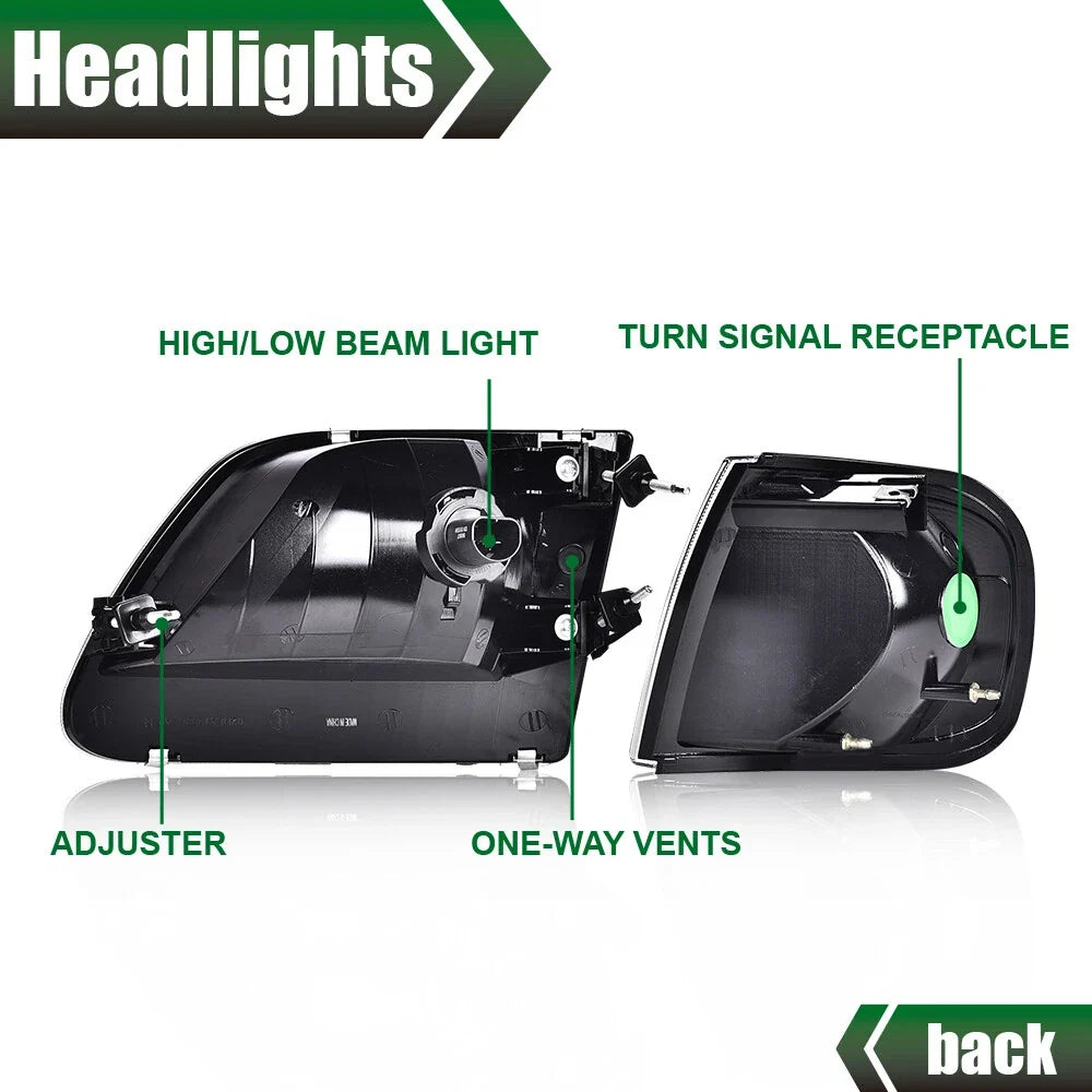 Amber Black Headlights & Corner Lights for Ford F150 Expedition (1997–2003)