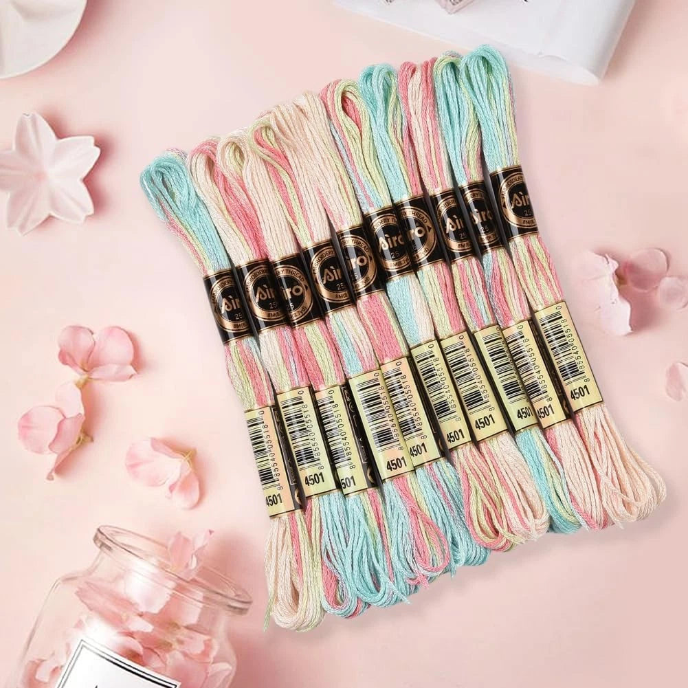 10 Skeins Embroidery Floss Bulk Variegated Mixed Color for Crafting
