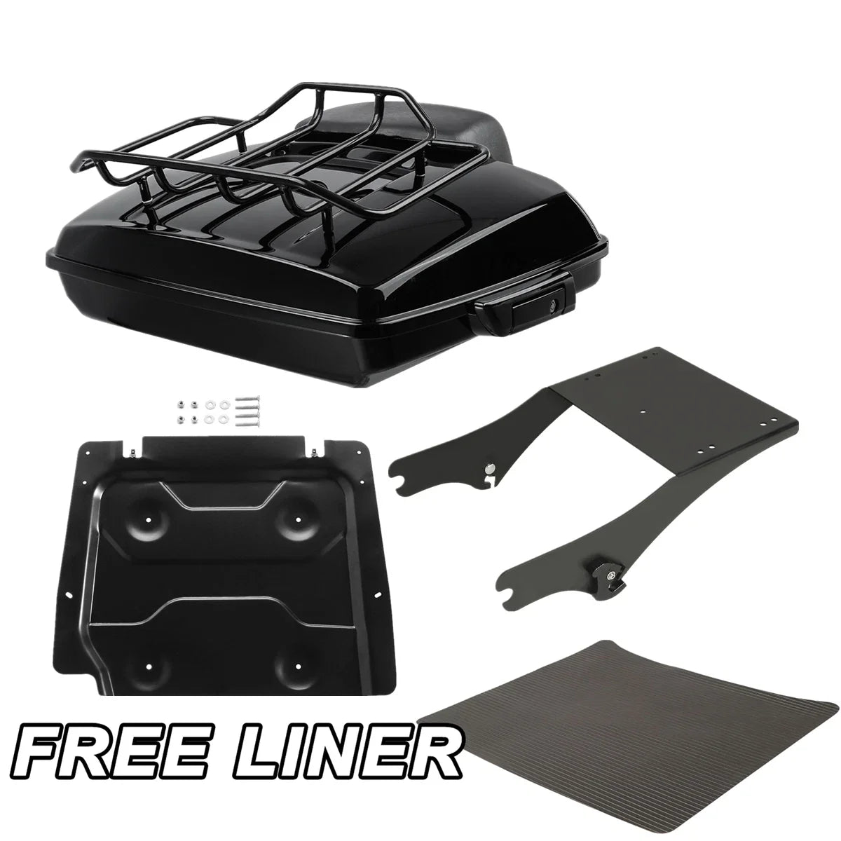 Black Razor Trunk Backrest Mount Base Plate for Harley Road Glide (1997–2008)
