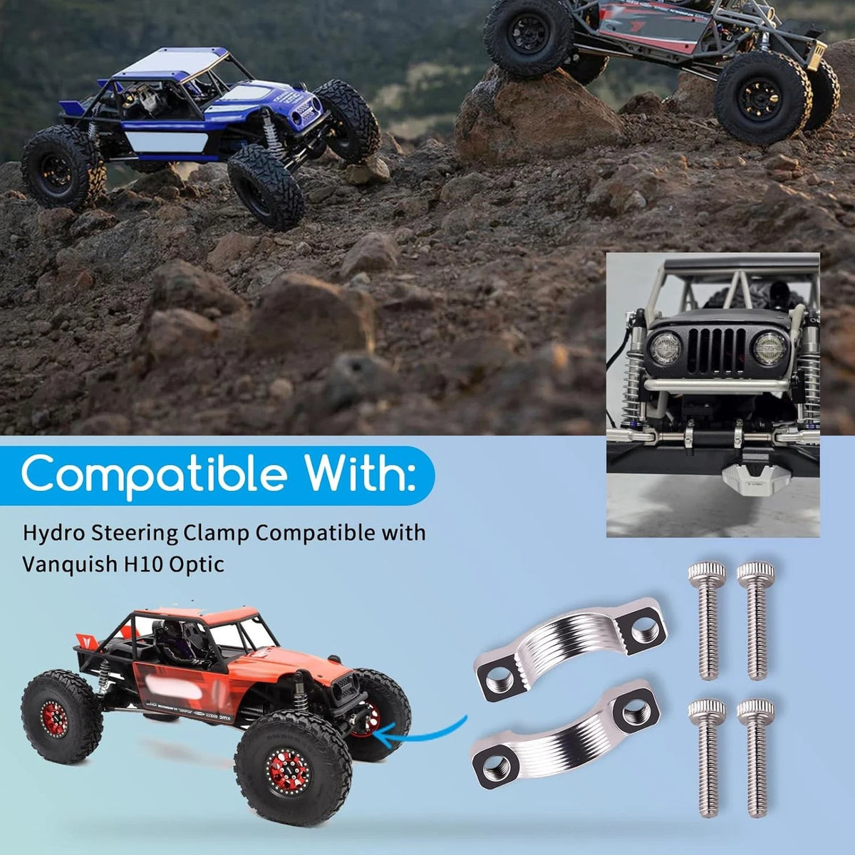 2 Pack Hydro Steering Clamp for Vanquish H10 Optic