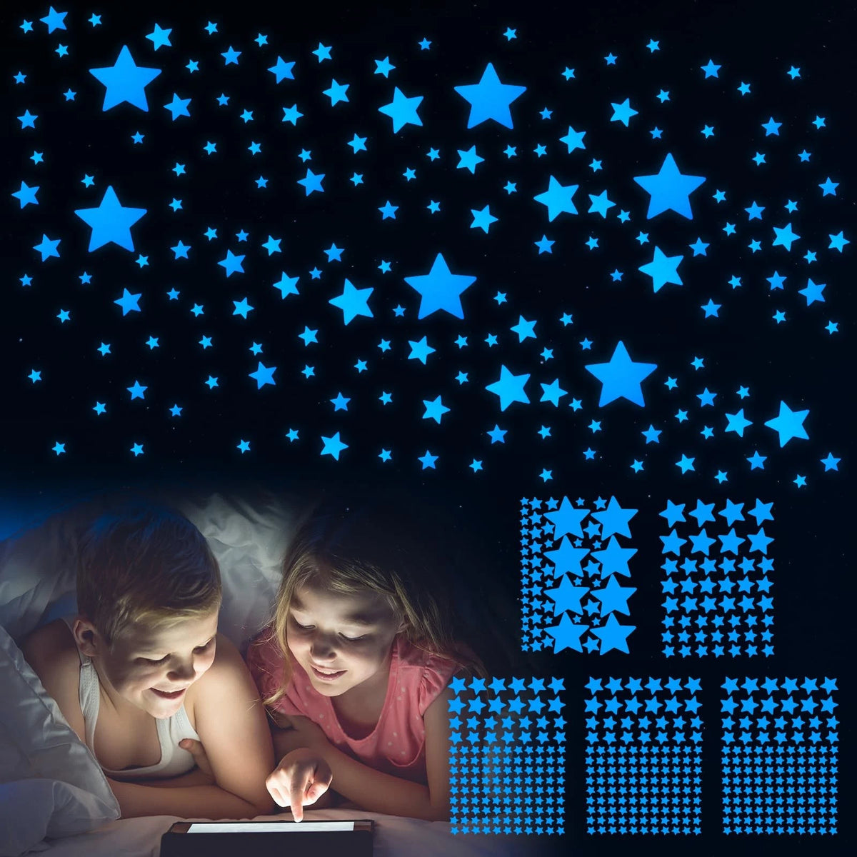 Glow in the Dark Stars Wall Stickers for Kids' Nursery (469 Pcs)