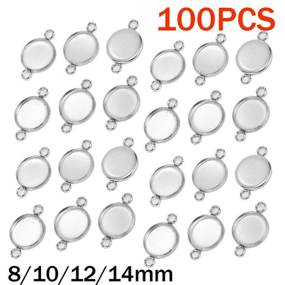100PC Pendant Setting Cabochon Base Tray Bezel Blank Jewelry DIY