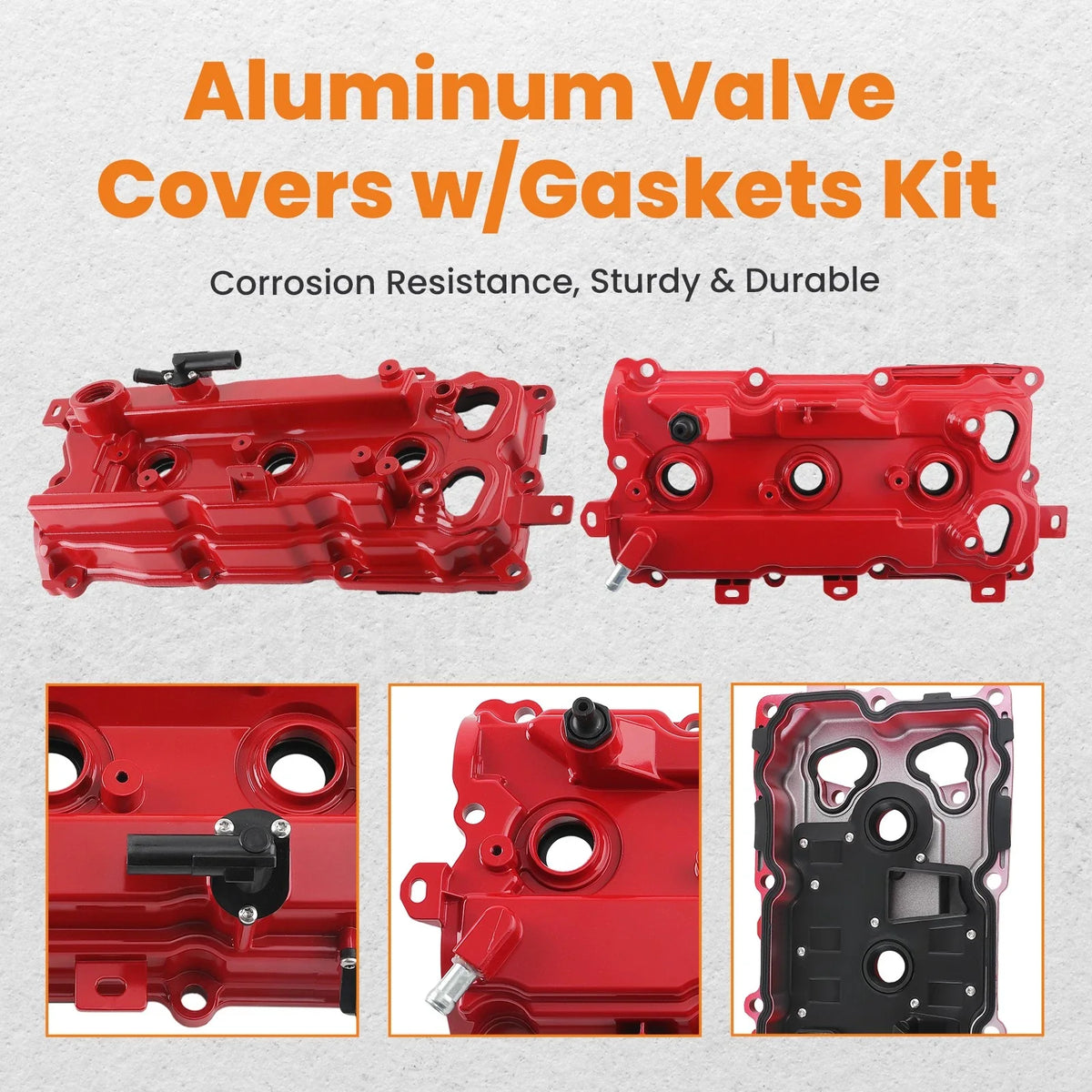 2X Aluminum Valve Cover Kit with Gaskets & Oil Cap for Infiniti QX60 (2015–2018)