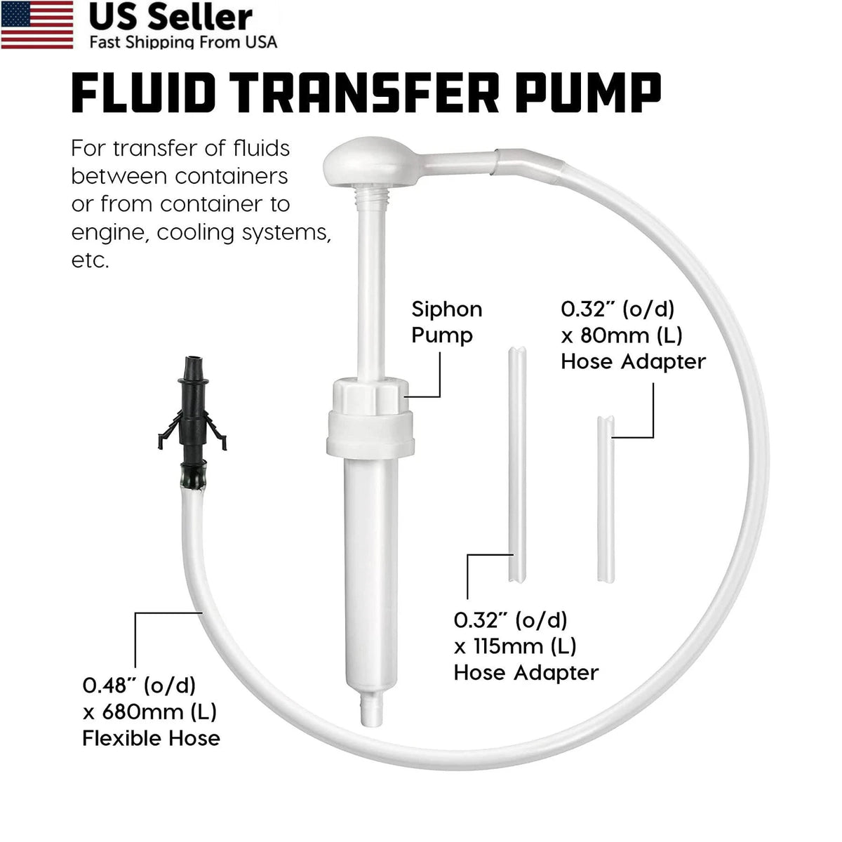 Fluid Oil Pump for Quart, Half Gallon (Black)