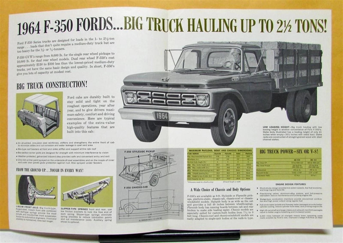 1964 Ford F-350 Truck Pickup Stake Chassis Platform Sales Brochure