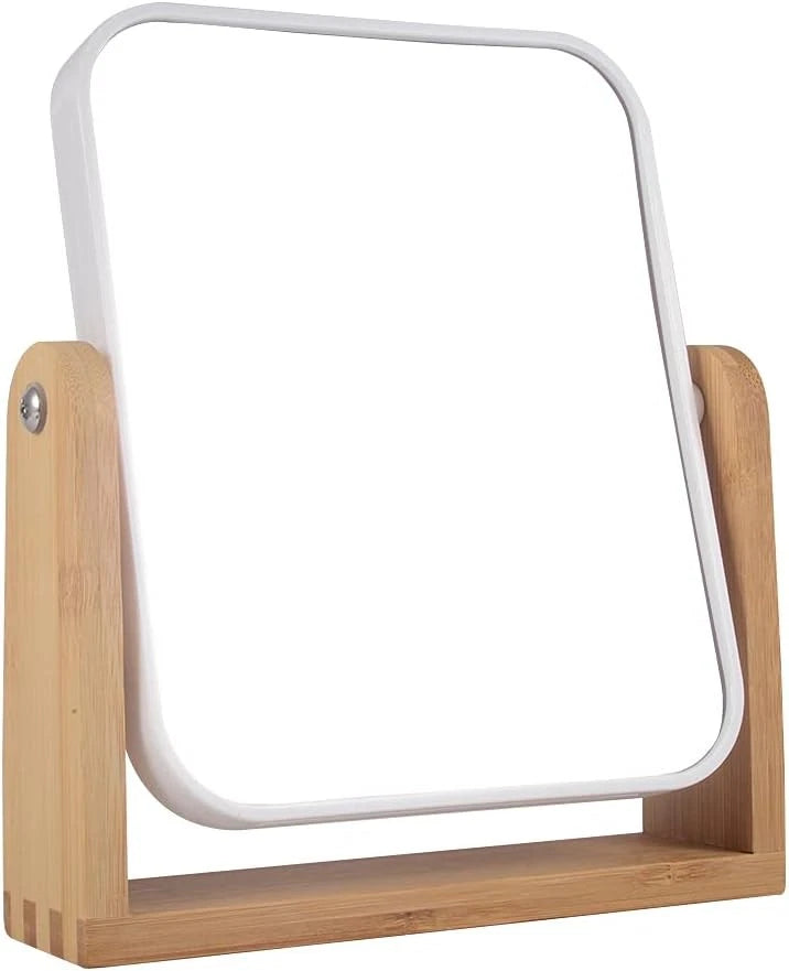 Makeup Mirror with Bamboo Stand - 1X/3X Magnification Double Sided 360