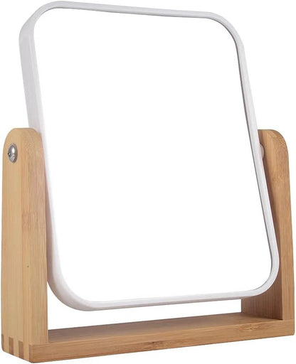 Makeup Mirror with Bamboo Stand - 1X/3X Magnification Double Sided 360