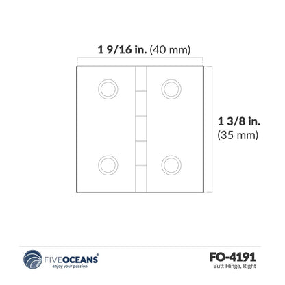 Butt Hinge for Marine Boat Cabinet Door AISI316 Stainless Steel FO4191