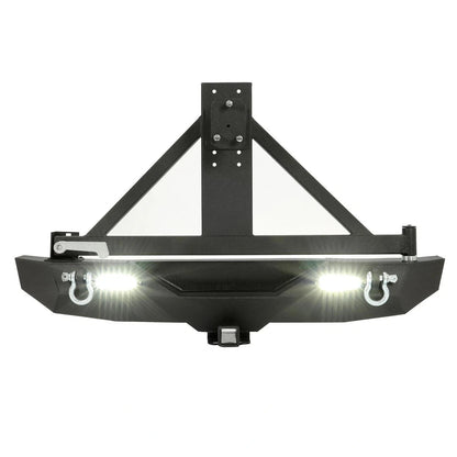 Off-Road Rear Bumper with Spare Tire Carrier for Jeep Wrangler JK JKU (2007–2018) - CON-A000000093, Heavy Duty, Textured