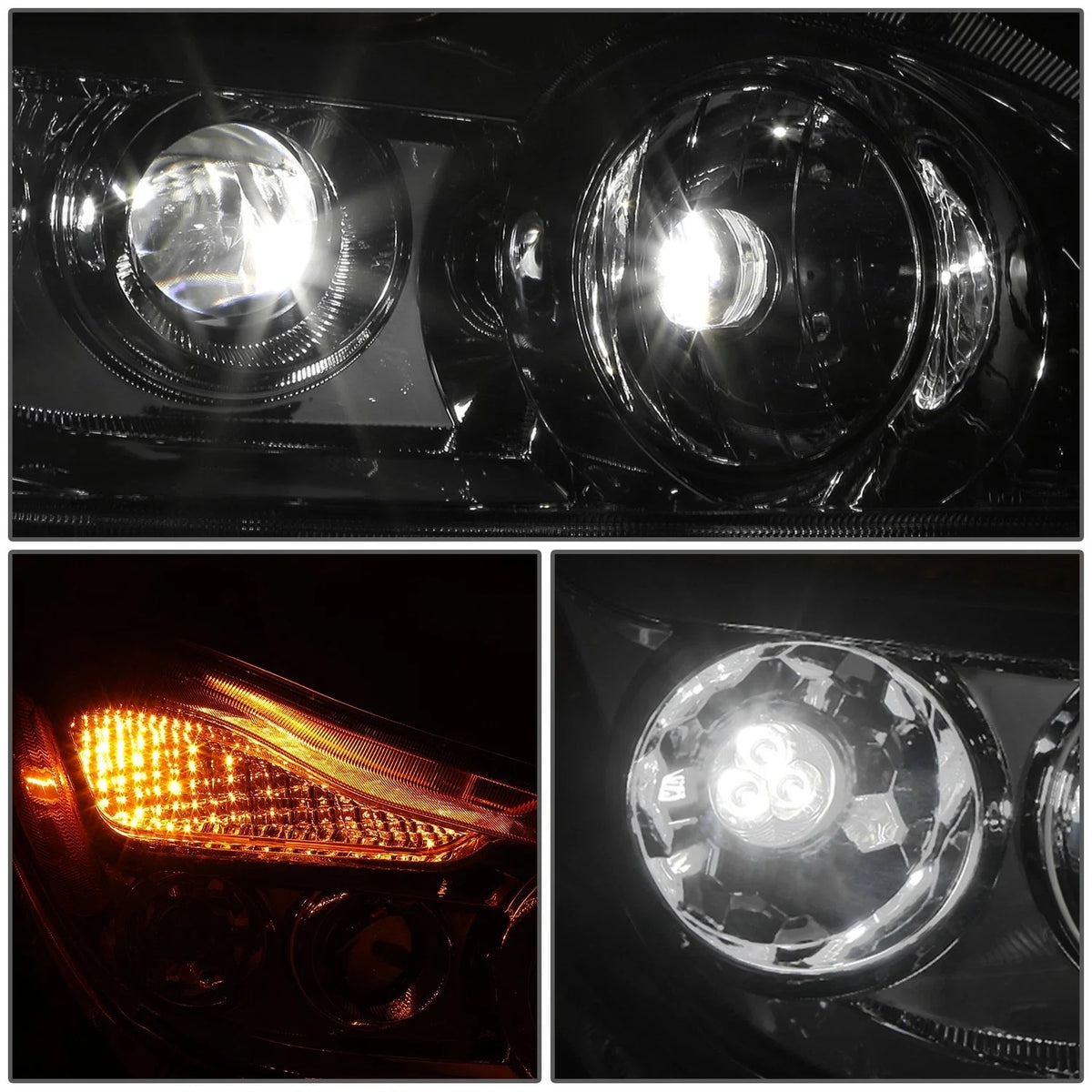 2X Chrome Amber Full LED Projector Headlight Assembly for Kenworth T680 (2022–2025)