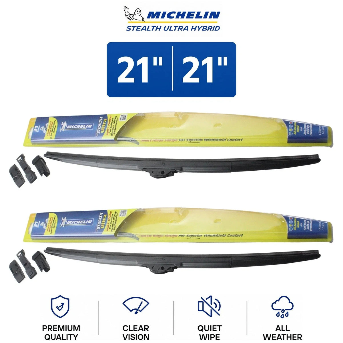 Set of 2 Wiper Blades for Audi 90 (1993–1995) - Michelin Stealth Ultra Hybrid 21"