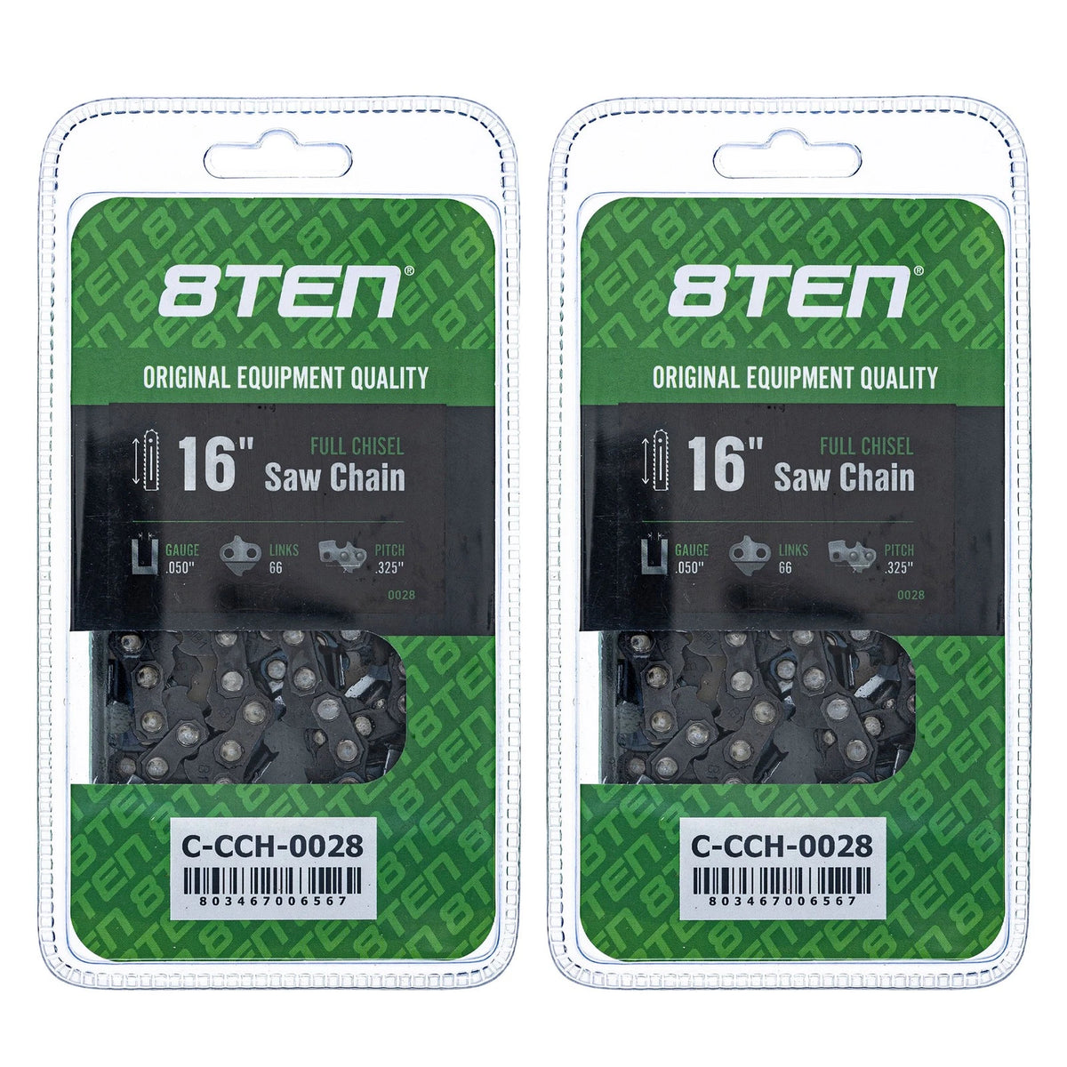 2-Pack Chainsaw Chain 16 Inch .050 .325 66DL for Echo CS-450P CS-490 CS-501P 33LG-66 20LPX066G 50JL66