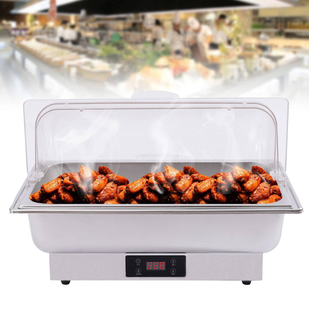 14QT Electric Chafing Dish for Buffet Serving (110V, Stainless Steel)