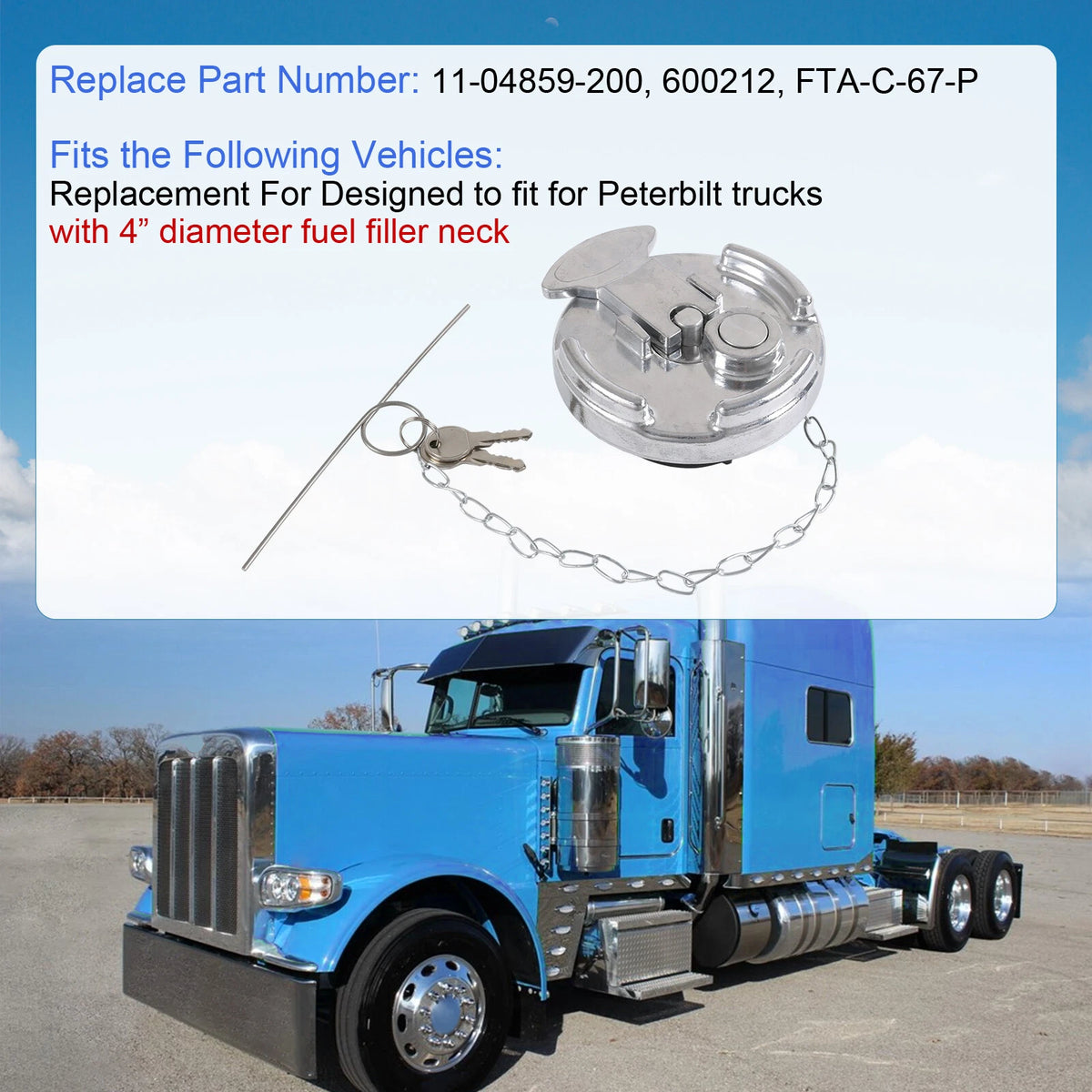 Locking Fuel Cap for Peterbilt (11-04859-100, 600212, 1104859200)