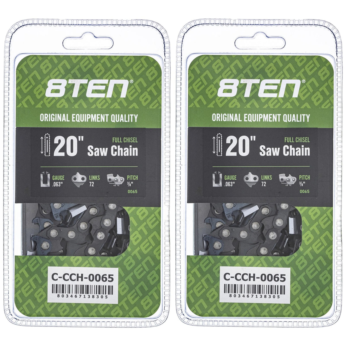 2X Chainsaw Chain 20 Inch .063 3/8 72DL for Stihl 039 036 038 041 064 032 (H45-72, H50-72, H50S-72)
