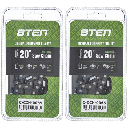 2X Chainsaw Chain 20 Inch .063 3/8 72DL for Stihl 039 036 038 041 064 032 (H45-72, H50-72, H50S-72)