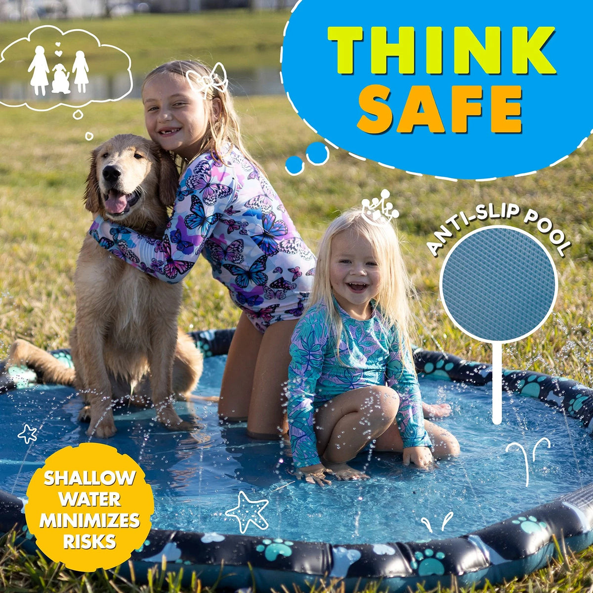 Extra Large Non Slip Splash Pad for Kids & Dogs, 69’’ Multicolored